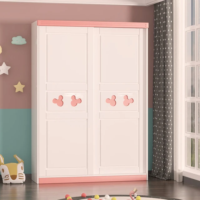 Armario de madera para niños, puerta corredera Simple para dormitorio,  hogar, apartamento pequeño, habitación de alquiler - AliExpress