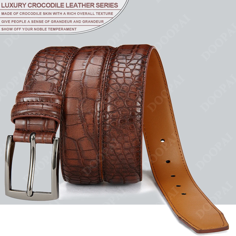 Cintura in vera pelle di marca DOOPAI Cintura da uomo di alta qualà Cinture in pelle di design di lusso per uomo Cinture maschili con fibbia automatica in metallo  200000297