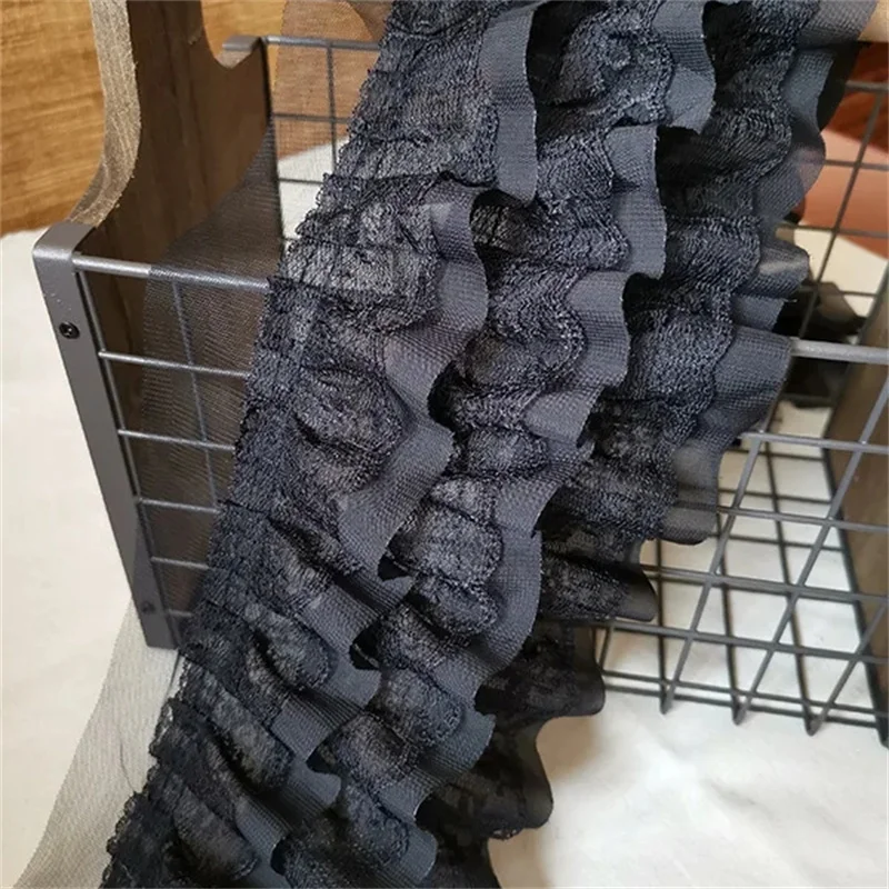 11CM Wide Three Layers Lace Fabric Ribbon Cotton Embroidered Flowers Ruffle Trim Dress DIY Clothes Sewing lace fabric