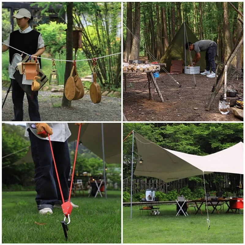 4m Tactical Adjustable Rope Ratchet Tent Camping Rope Buckle with Pulley Tensioner Ratchet Hangers Awning Wind Rope Tie Down