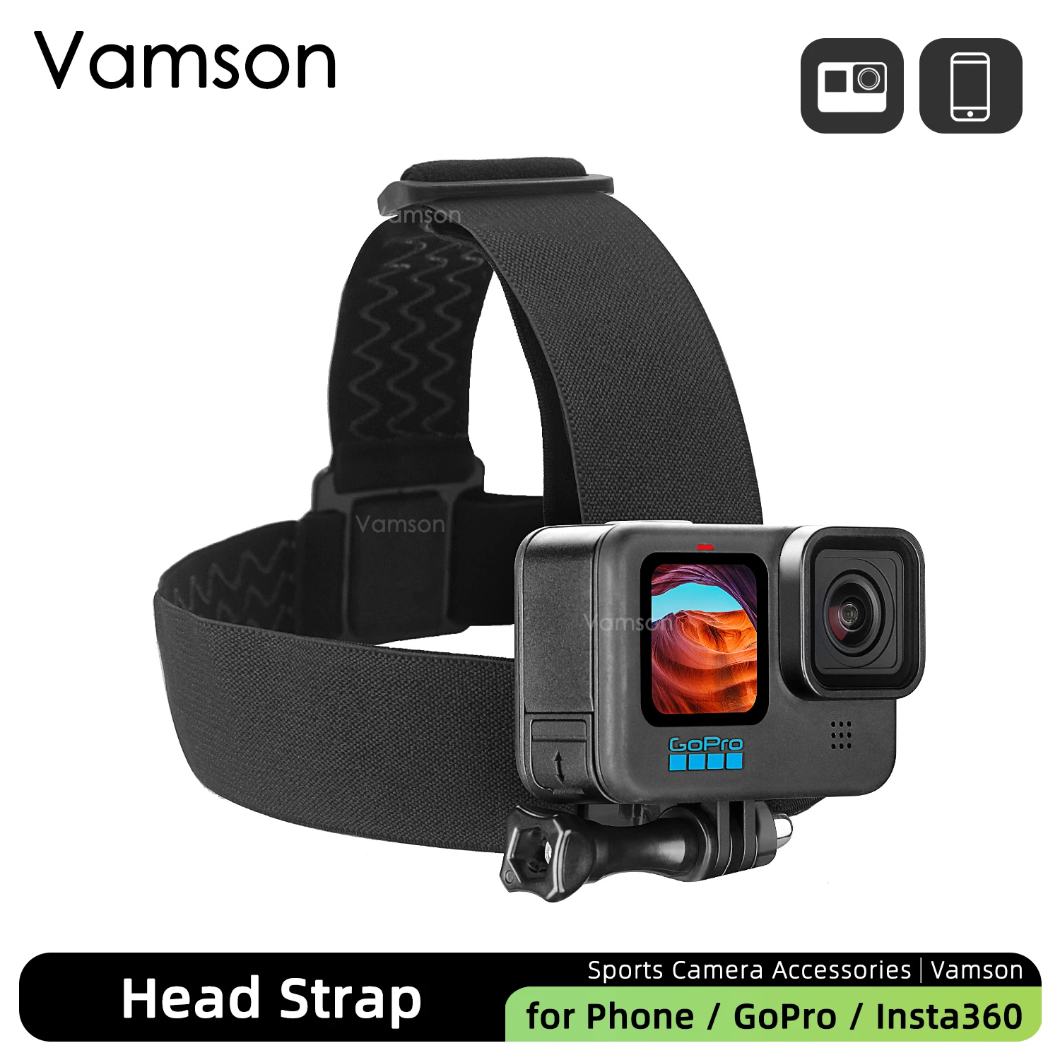 Vamson for Gopro 10 9 8 7 6 5 액세서리 헤드 벨트 스트랩 마운트 G..