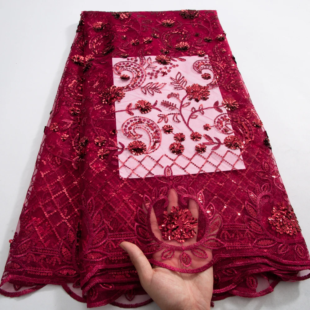 قماش دانتيل مطرز شبكي أفريقي للنساء ، شبكة تول نيج...