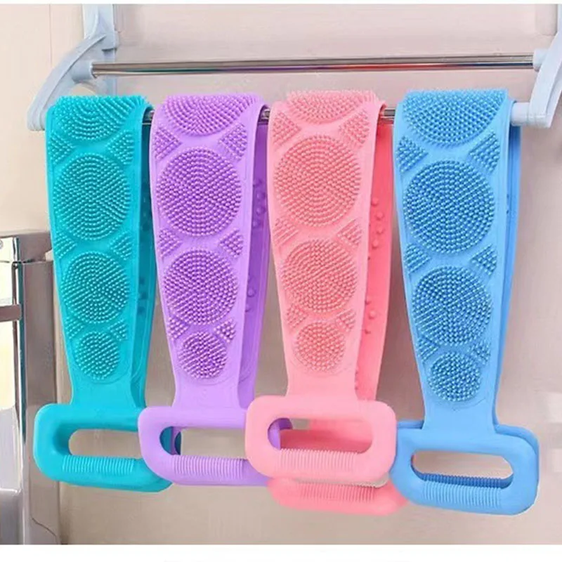 Body Sponge Silicone Brushe Bath Towels Scrubber Rubbing Back Peeling Massage Shower Belt Extended Skin Clean Brushes Bath Brush 1