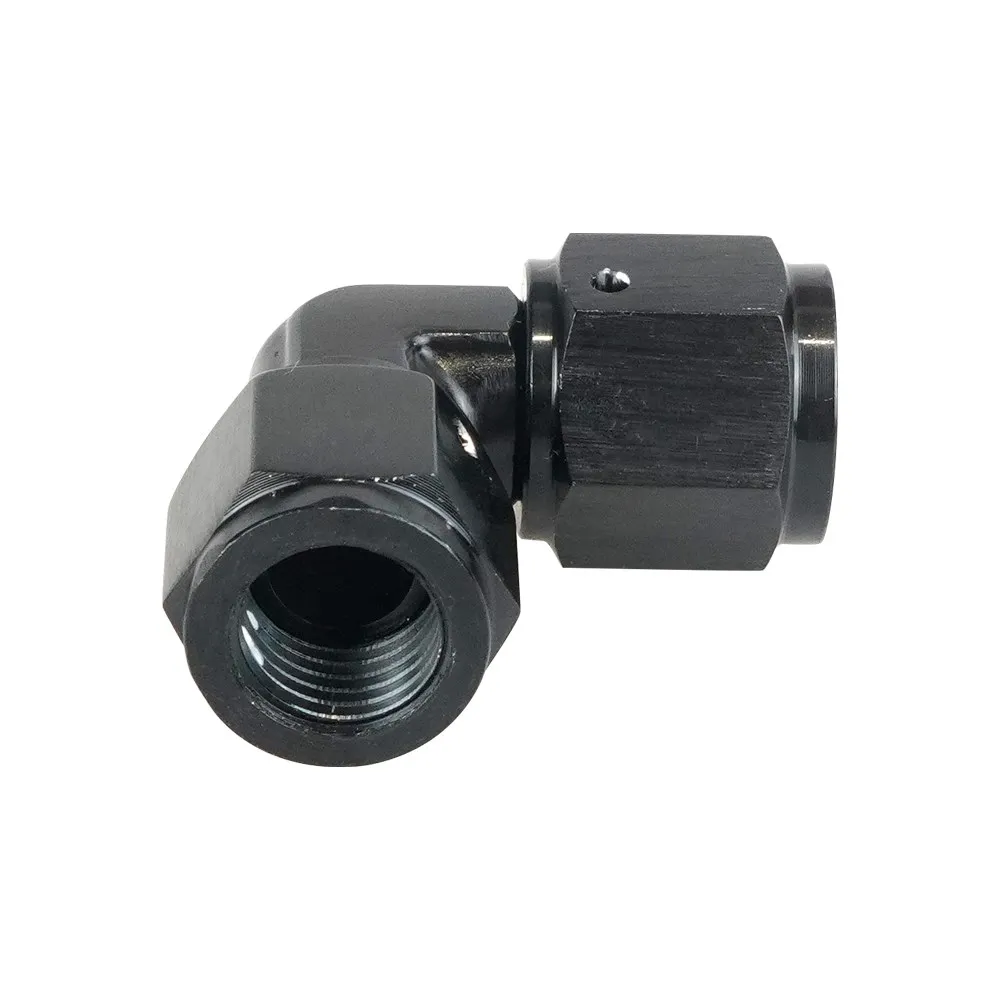 Raccordo Adattatore Girevole 6AN Femmina A AN6 Maschio 90° - Alluminio Nero