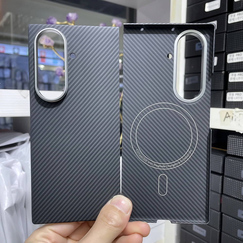 For Magsafe Case for Samsung Galaxy Z Fold 7 Magnetic Real Carbon Fiber Protective Cover for Galaxy Z Fold 7 case Lightweight