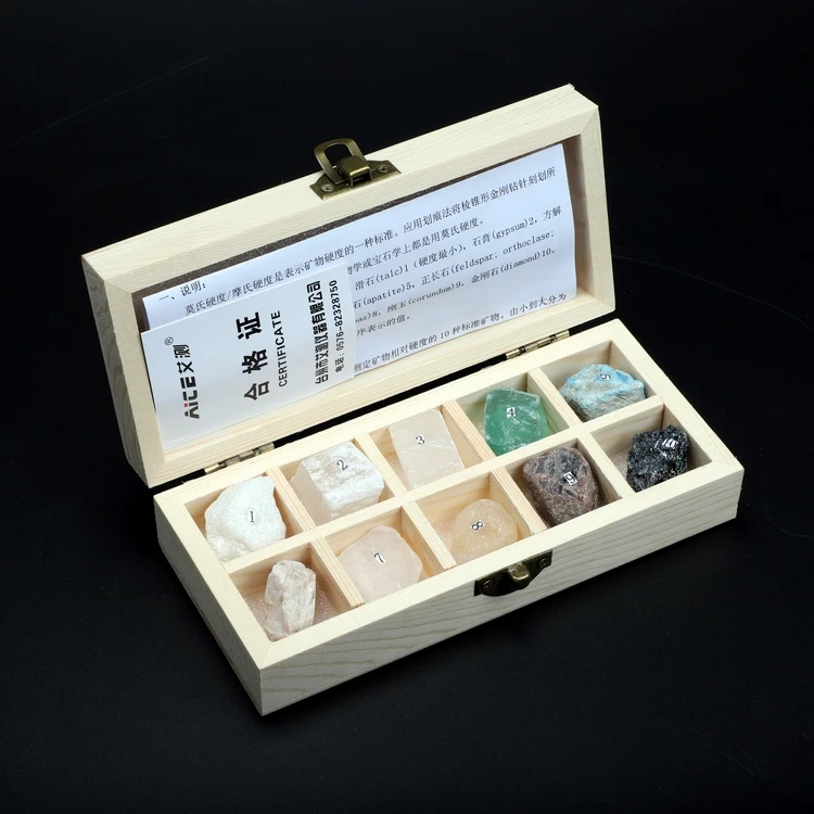 Stone Hardness Tester/Rock Mohs Hardness Tester/Mohs Cement Tile Mineral Specimen Geological Prospecting Wooden Box