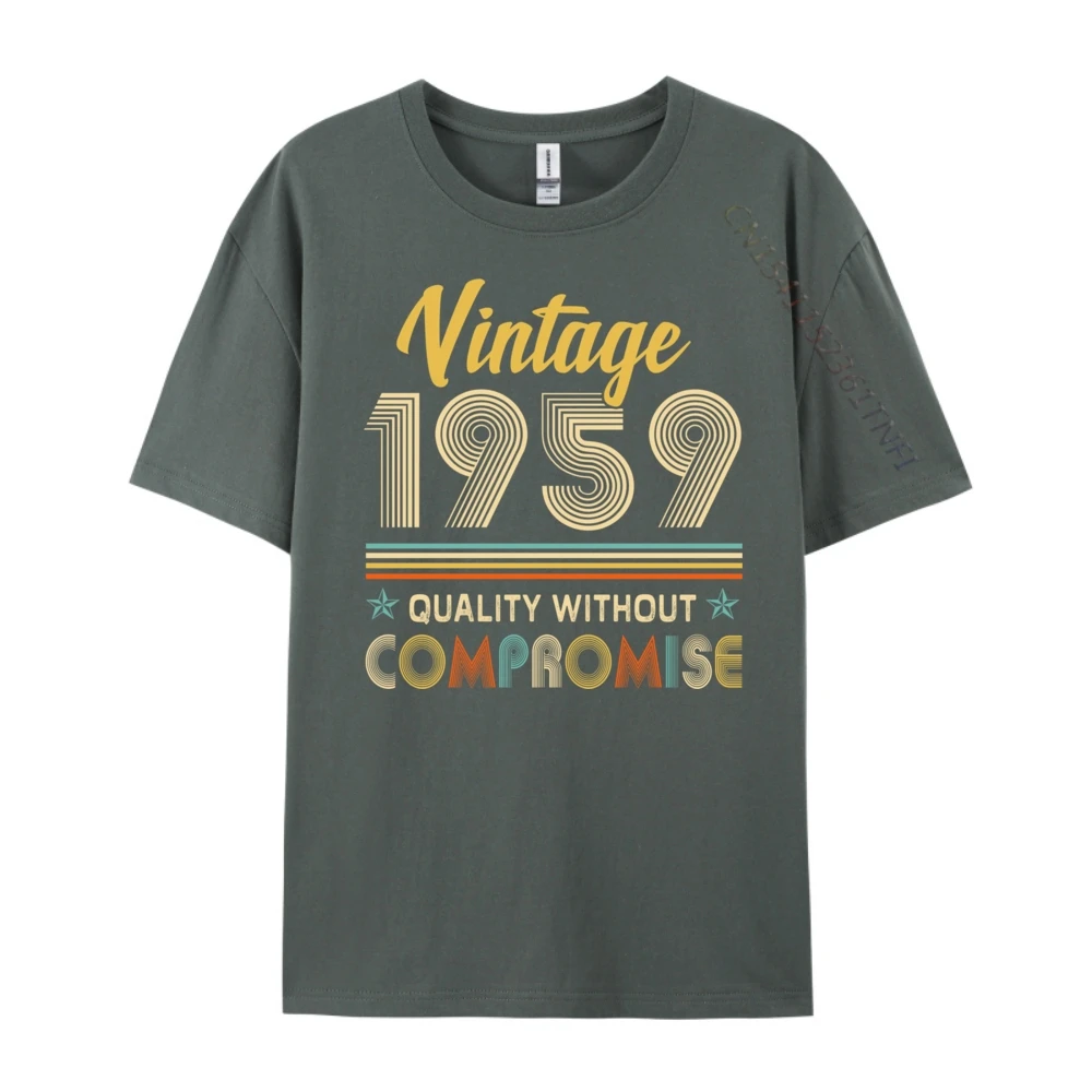 Vintage 1959 Birthday Legend Since T Shirts Girlfriend Slogan Christmas Tees Short Sleeve Funny Tee Shirt Crewneck 100% Cotton Vintage 1959 Birthday Legend Since 1959 _A3591 carbon
