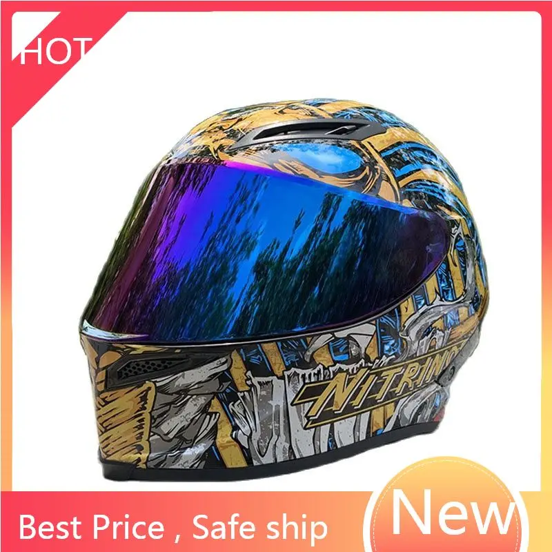 

Full Face Men Helmet Motorbike Helmets Safety Retro Unisex Detachable Motorcycle Crash Helmet Abs Material tyh