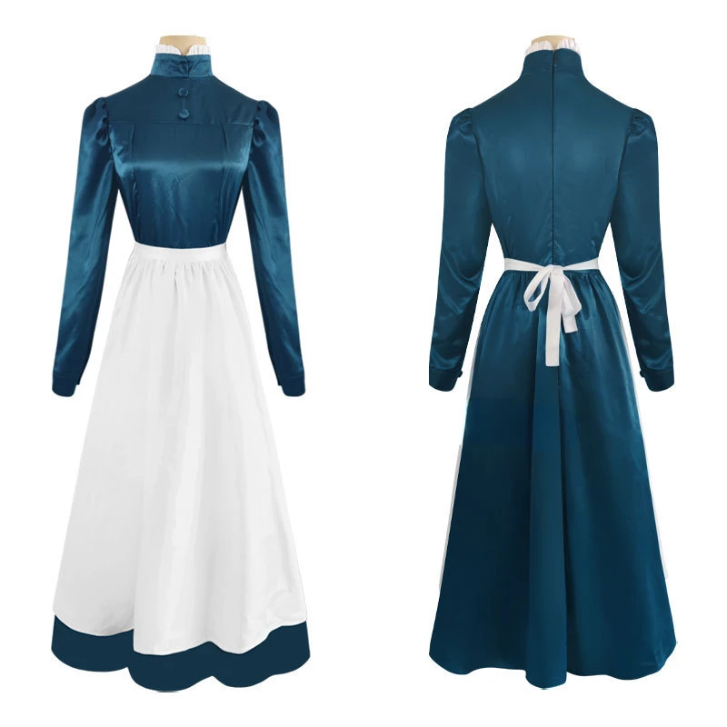 

Anime Howl's Moving Castle Cosplay Sophie Hatter Costume Long Dress apron Women maid Halloween Costume