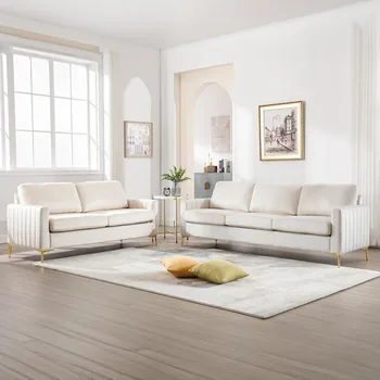 Velvet Tufted Sofa & Loveseat Set 1
