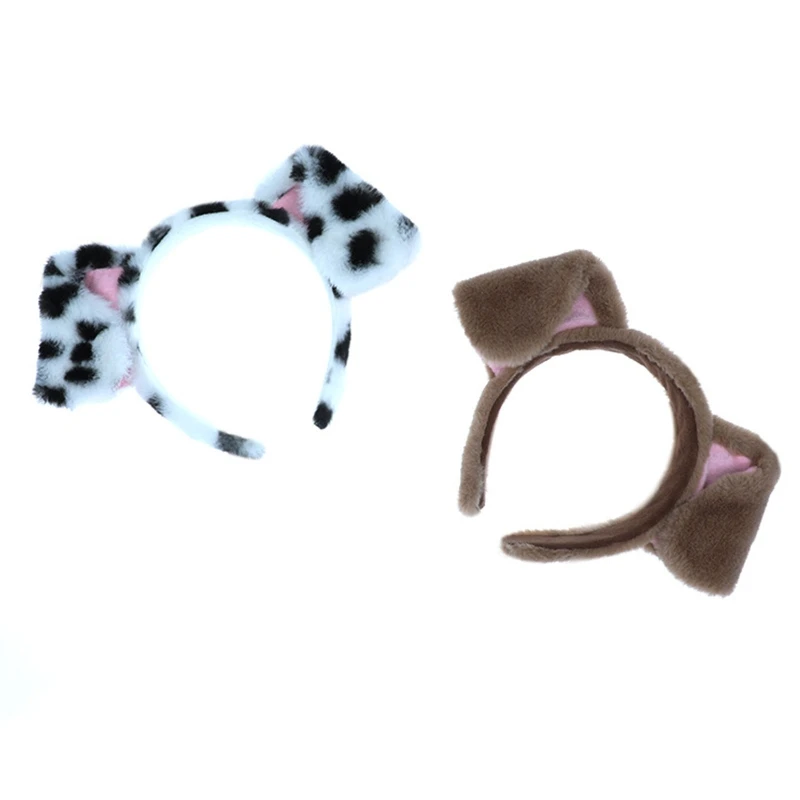 Lovely Furry Animal Ears Headwear Hair Hoop Plush Dog Ears Headdress Simulation Animal Ear Headband for Daily Wear
