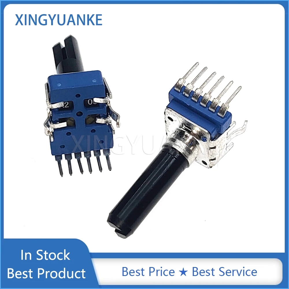 1PCS RK12 142 Type Dual 6-Pin A10K A20K A103 A203 Electronic Organ Audio Volume Adjustment Potentiometer D Shaft Length 23.5mm