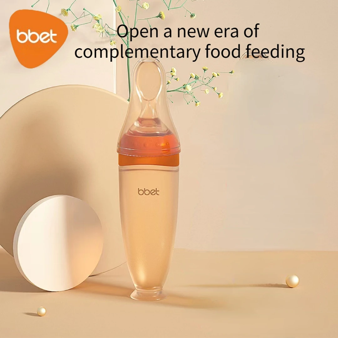 BBET-Silicone Squeezing Bottle Newborn Baby Training Rice Spoon Infant Cereal Food Supplement Feeder Dishwasher Safe feeding bottle baby feeding utensils