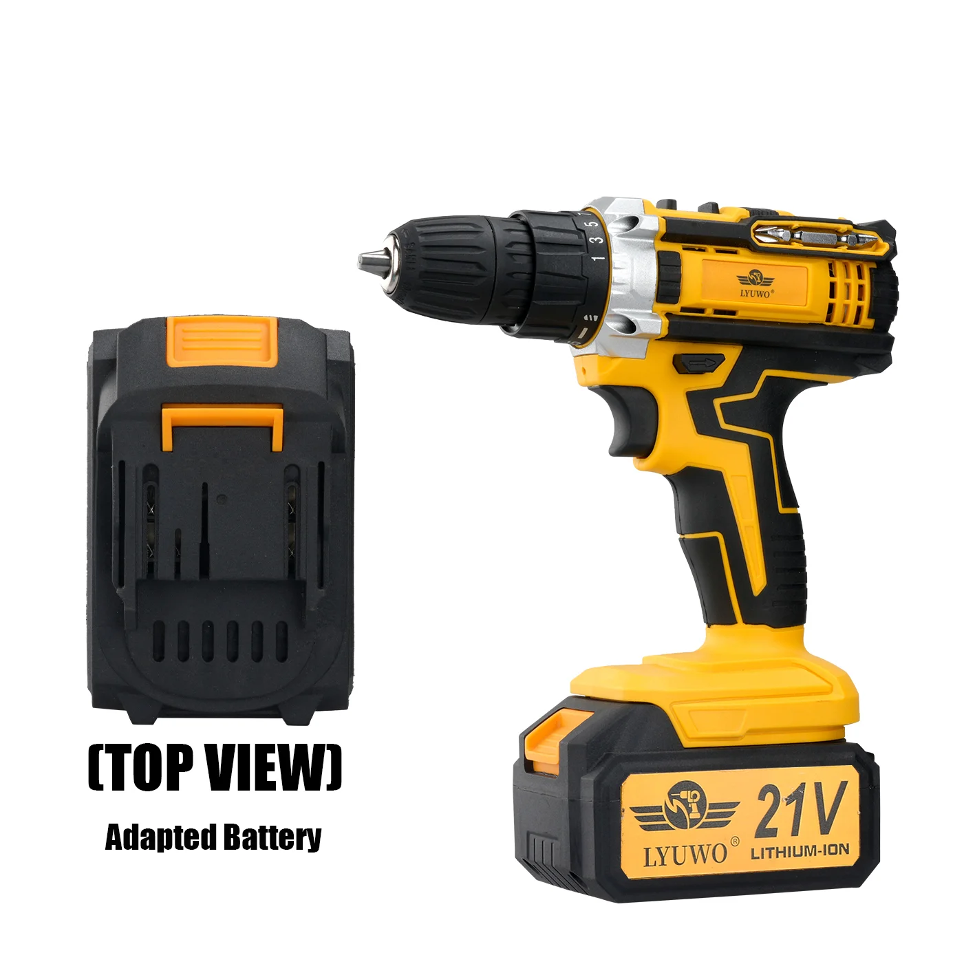 LYUWO Rechargeable Electric Hand Drill, Pistol Drill, Electric Screwdriver, Household Impact Hand Drill Tool,Use MT Battery 2