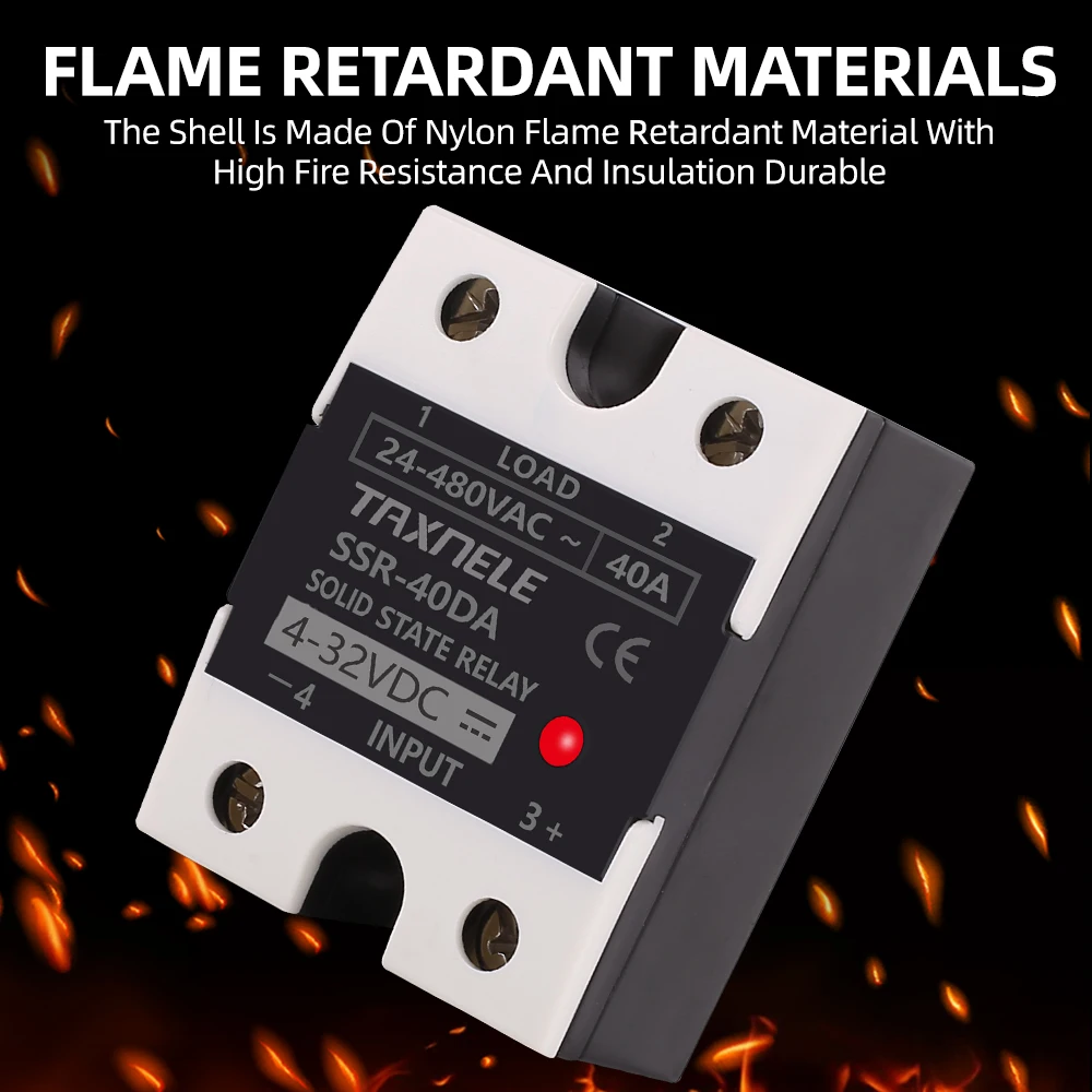 High-Performance Industrial Solid State Relay - DC to AC, 4-32VDC Input, 24-480VAC Output, Black