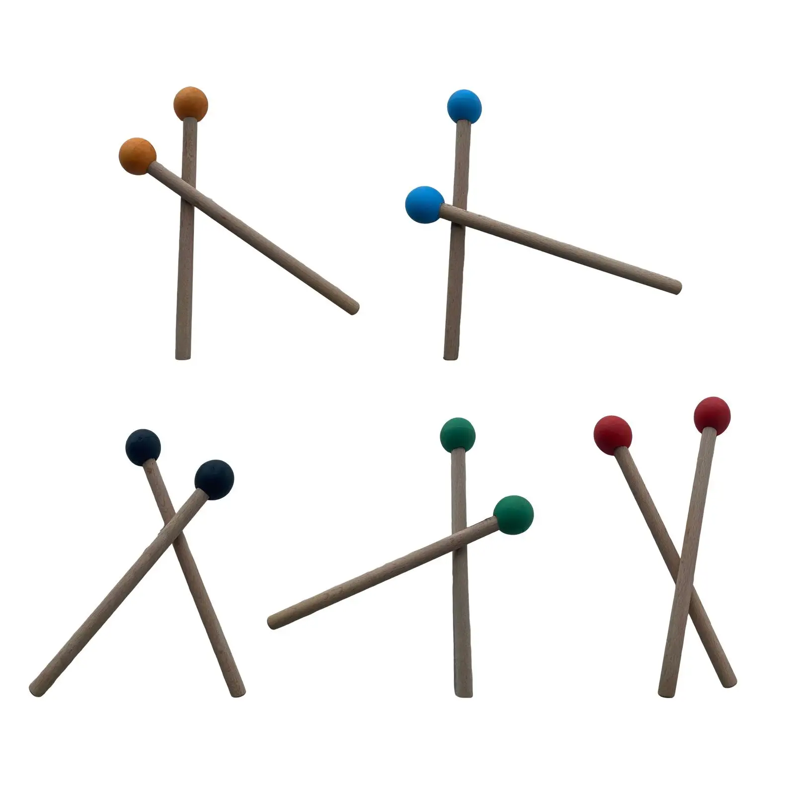 

2Pcs Glockenspiel Sticks with Wooden Handle Rubber Mallet Steel drum Mallet for Practitioners