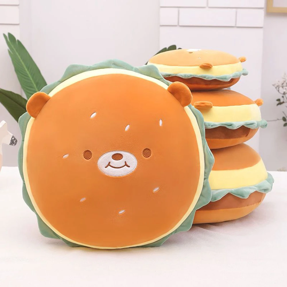 30CM Hamburger Throw Pillow Plush Toy Foodie Snack Kawaii Chair Sofa Cushion Sleeping Doll Festive Gift Child Birthday Gift custom custom for hamburger burger french fries fried chicken wing paper boxes children kids snack finger fast food packaging co
