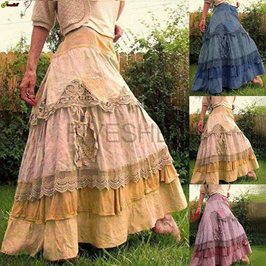 Boho Chic SCARLET DARKNESS Faldas Para Mujer Con Cintura Elástica