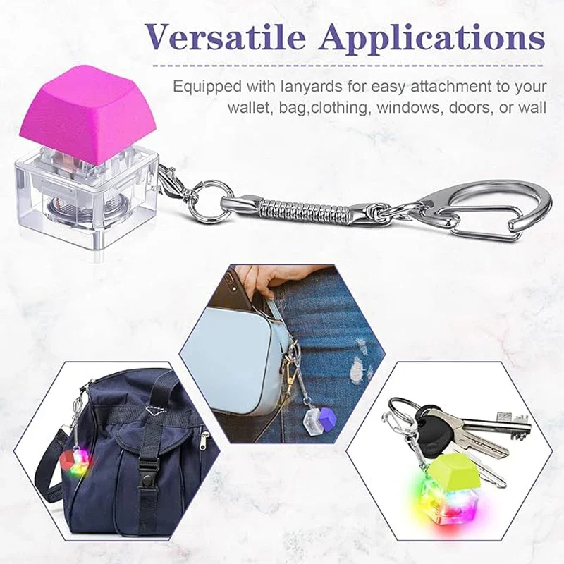 Single Key Keyboard Fidget Toys with LED Light Press Stress Relief Keyboard Caps Button Keychain Finger Toys fidget toy sensory fidget toy anti stress toy