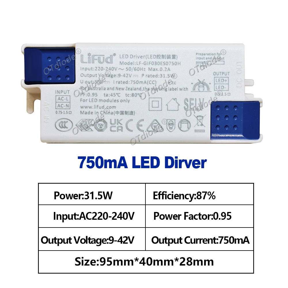 Description Picture 5 of itemNo Flicker DC9-42V Output Lifud LED Driver GIF040ES 800mA 850mA 900mA 950mA 1000mA 1050mA For Panel Ceiling Light Transformers