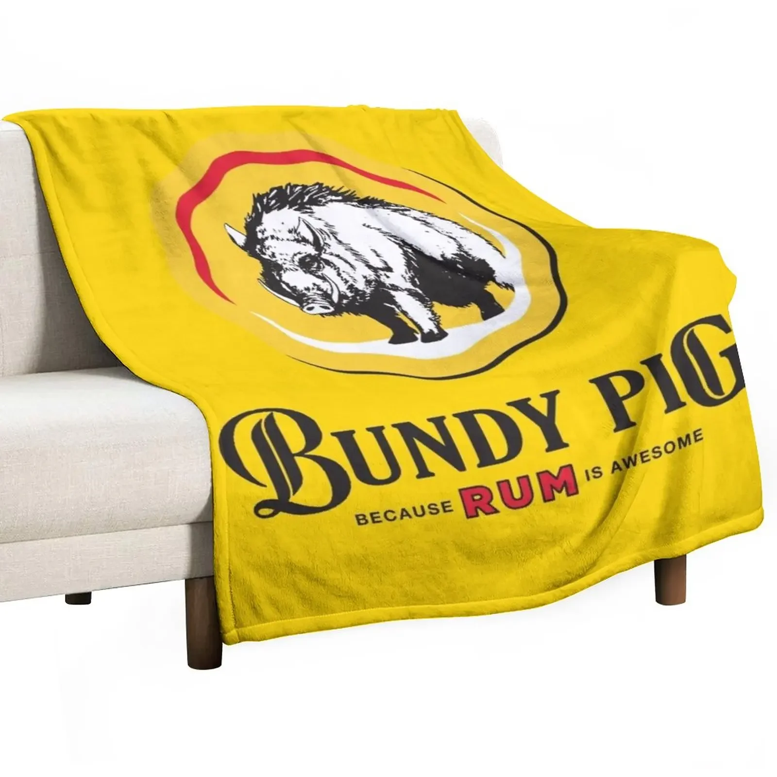 

Bundy Pig Boar (black text) Throw Blanket Decorative Throw Polar Sofa Blankets