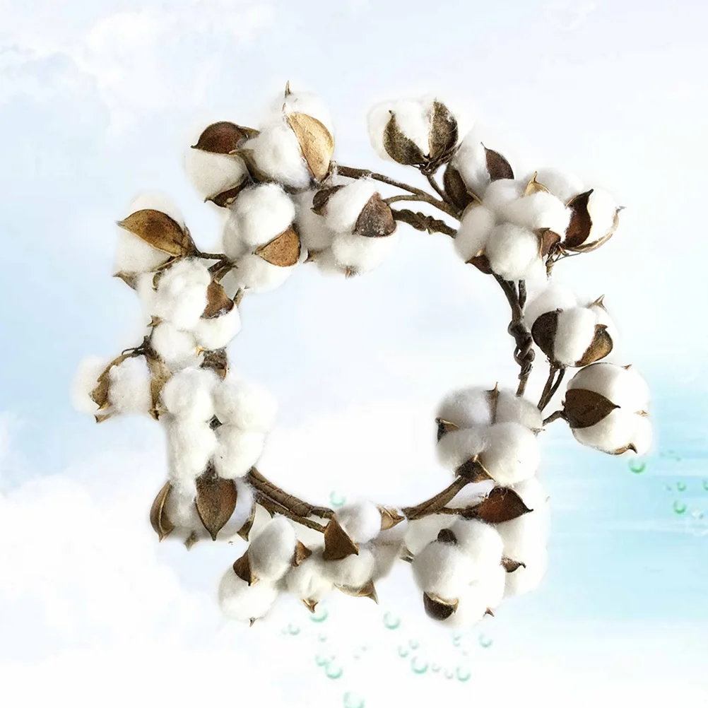 

Simulation Cotton Wreath Farmhouse Decor Garland Christmas Party Decoration