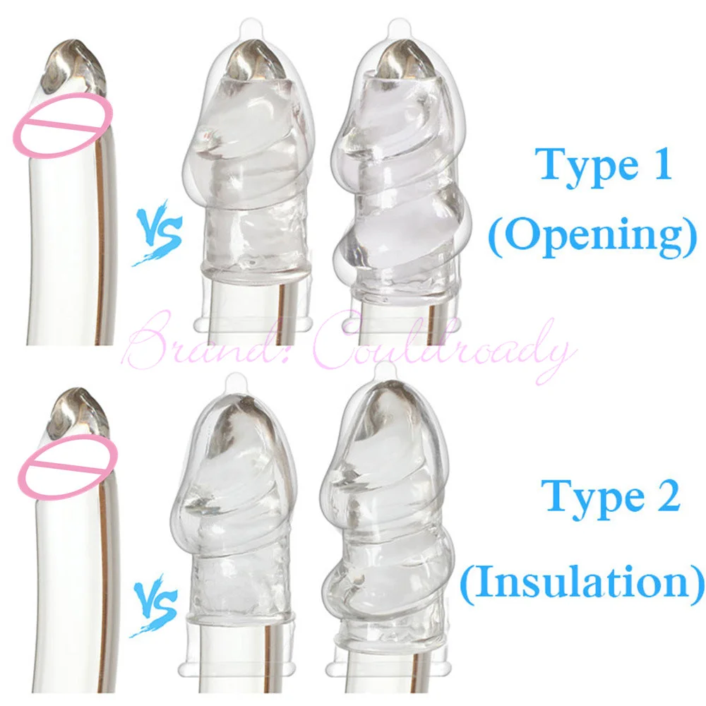 Penis Extender Sleeve Reusable Condoms Silicone Glans Cover Spike Dick Enlargement Cock Ring Erection Male Sex Toys