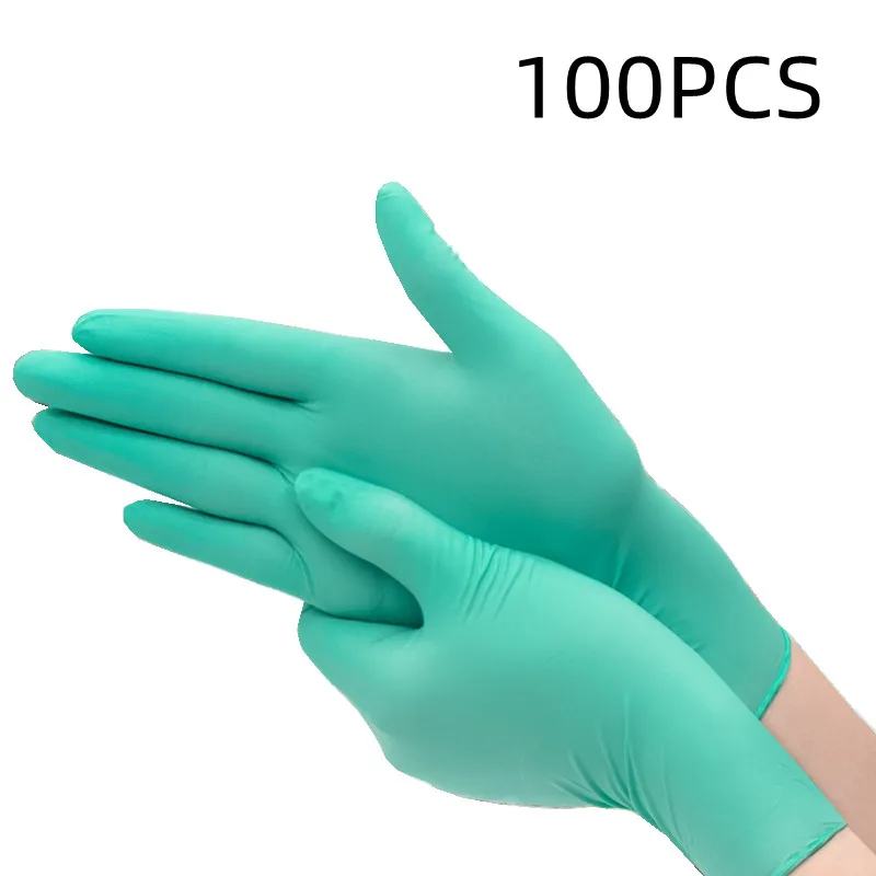 

100PCS Disposable Green Nitrile Gloves Household Cleaning Powder-Free Home Supplies Gardener/Chef/Driver Safety Work Gloves