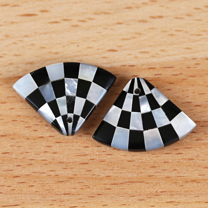 Semiprecious Natural Stone Handmade Jewelry Obsidian And Shell Earrings Accessories For Women 23x16x3mm 2g
