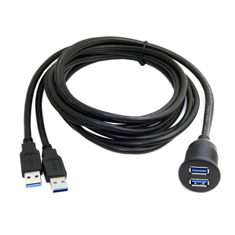 Dual Dash Panel Mount Código de Extensão Macho para Fêmea Carro Barco Motocicleta Cabo Impermeável Painel Usb 3.0 Flush Mount 2m - Imagem 2