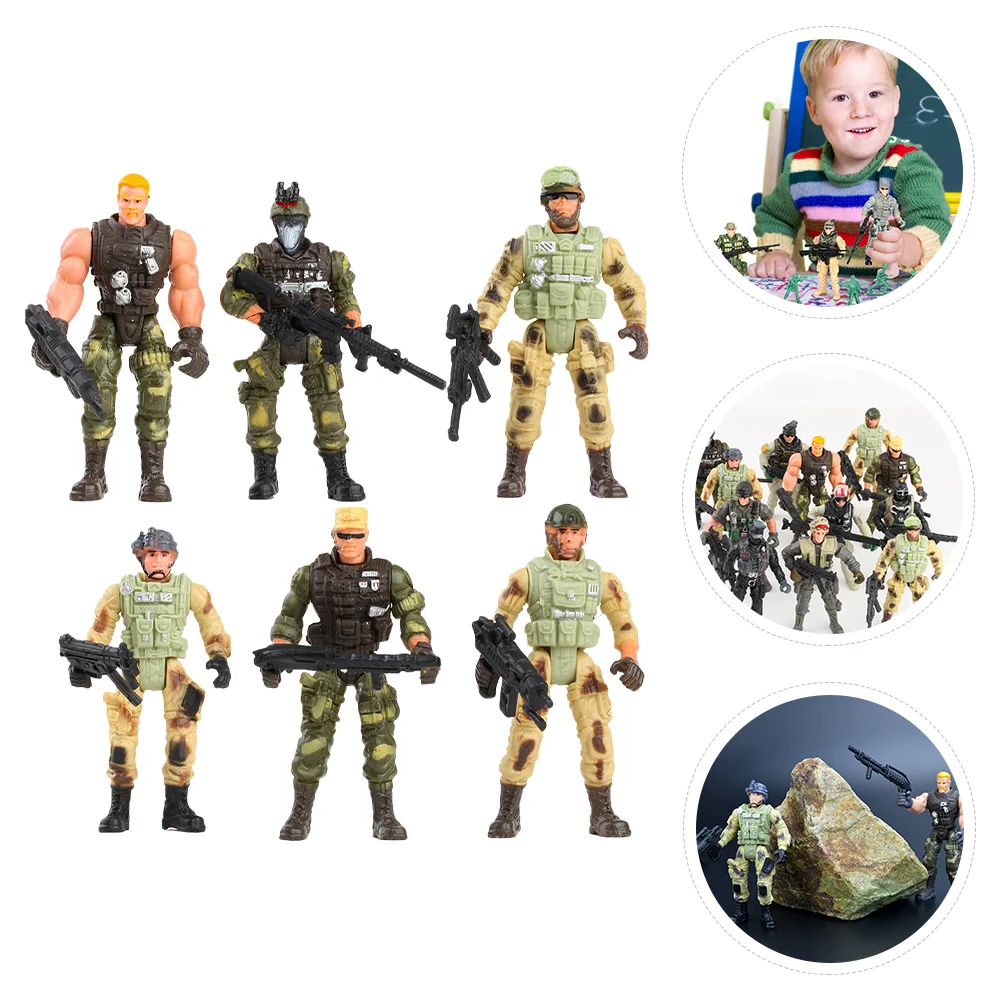 

6 Pcs Toy for Kids Soldier Model Statue Models Male Desktop Statues Figurines Man