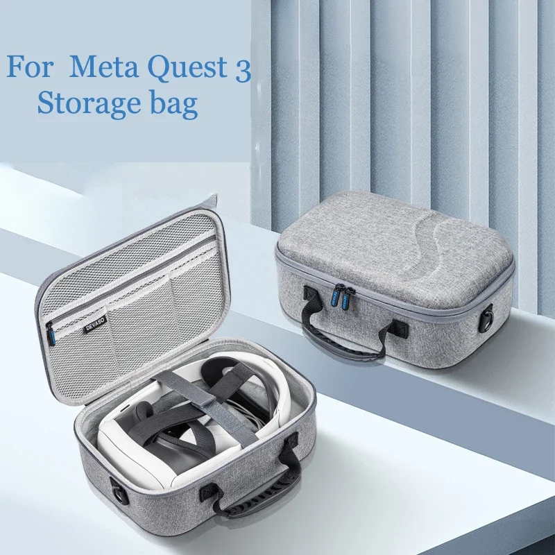 

For Meta Quest 3 VR Glasses Portable Leather Handheld Crossbody Dual Use Half Round Storage Bag Game Handbag Game Storage Box
