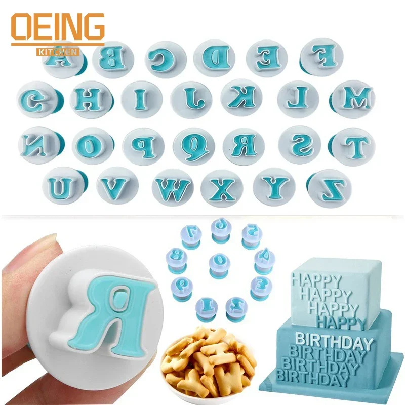 Alphabet Letters Molds, 26pcs Plunger Cutters, Lower-case Fondant Letter Cutters, Fondant Cake Biscuit Mold, Cake Decorating Tool, Cookie Stamp