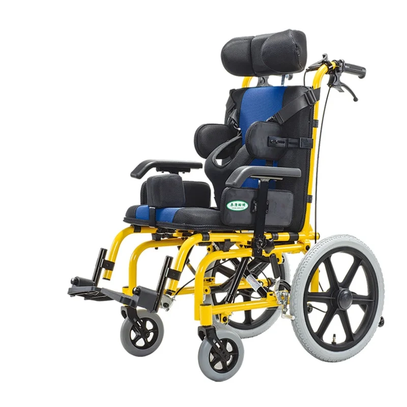Adjustable Pediatric Wheelchair Children Cerebral Palsy Wheelchair manual Safety Wheelchair Lie down  Tilt Recline Wheelchair 5