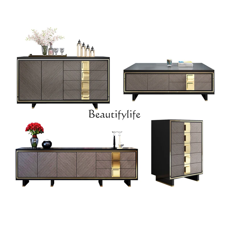 

Light Luxury Coffee Table TV Cabinet Combination Modern Minimalist Neo-Classical Floor Cabinet