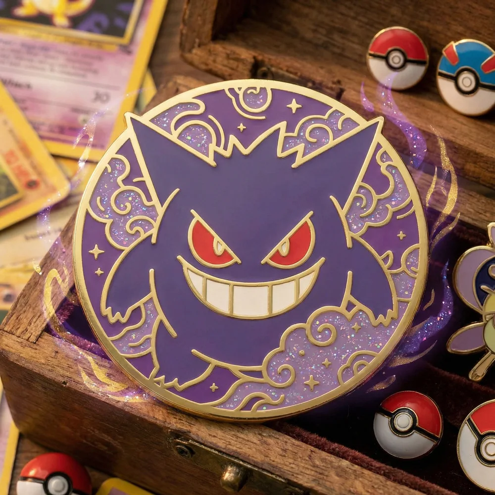 Gengar Ghost Monster Enamel Pin – Anime-Inspired Brooch for Bags, Clothing, and Cosplay Decor