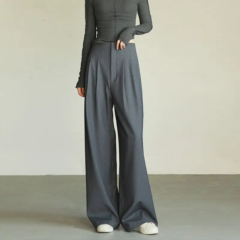 Deeptown Vintage Harajuku Youthful Woman's Suit Pants Coquette Streetwear Casual Luxury Wide Slacks Spring Office Lady Trousers