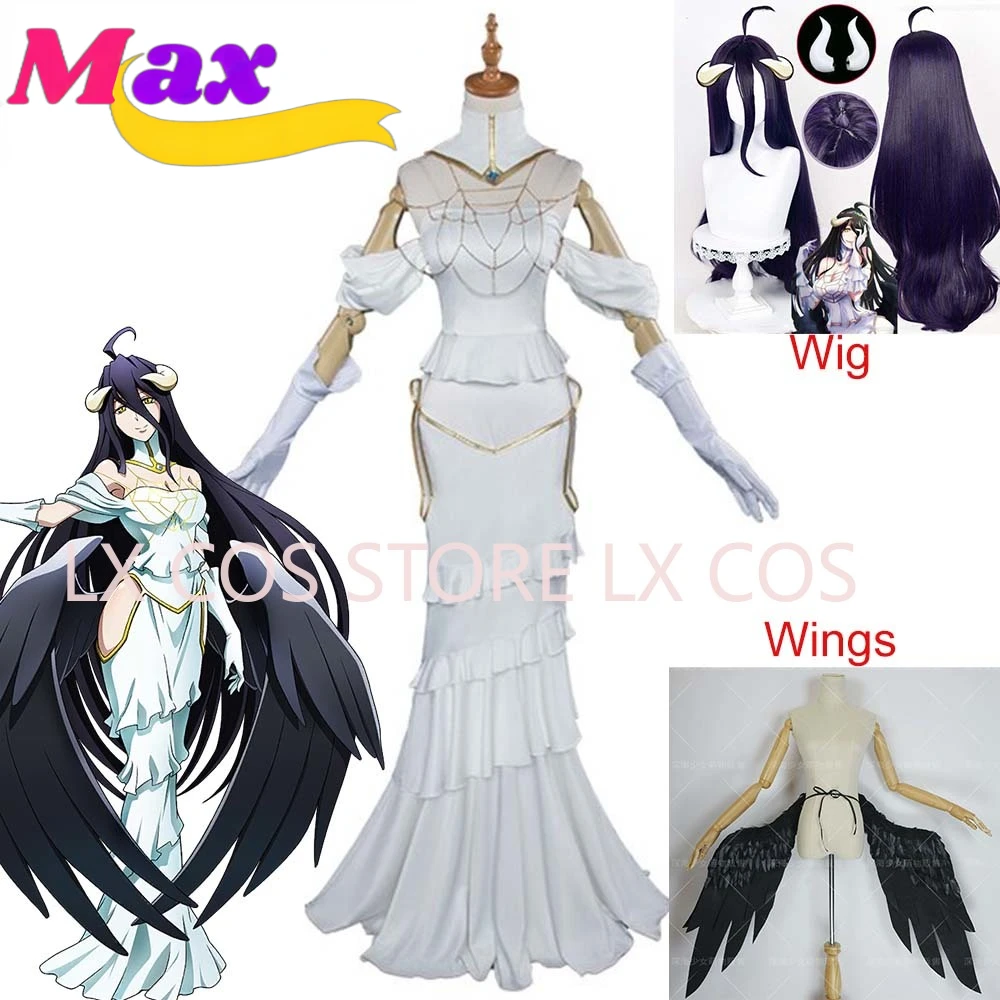 

Max Anime Overlord Albedo Cosplay Costume Halloween Christmas Costume Cos Women White Dress Overlord Albedo Cosplay