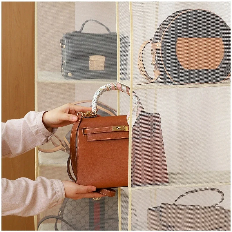 

Bag Storage & Hanging Pouch - Home Fabric Transparent Storage Bag - Wardrobe Hanging Dust Cover for Leather Bags