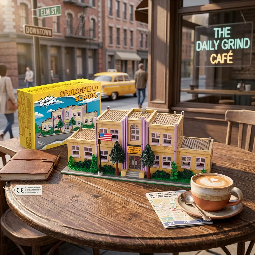 Springfield Grundschule Modulare Gebäude Klemmbausteine Set 3500PCS Klassische Stadt Straßenszene Bausteine Modellbausatz Expert Version DIY Montage Spielzeug für Erwachsene Ideales Geburtstags Feiertags Geschenk