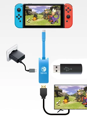 Assistance Nintendo : Schéma de la station d'accueil Nintendo Switch avec  port Ethernet