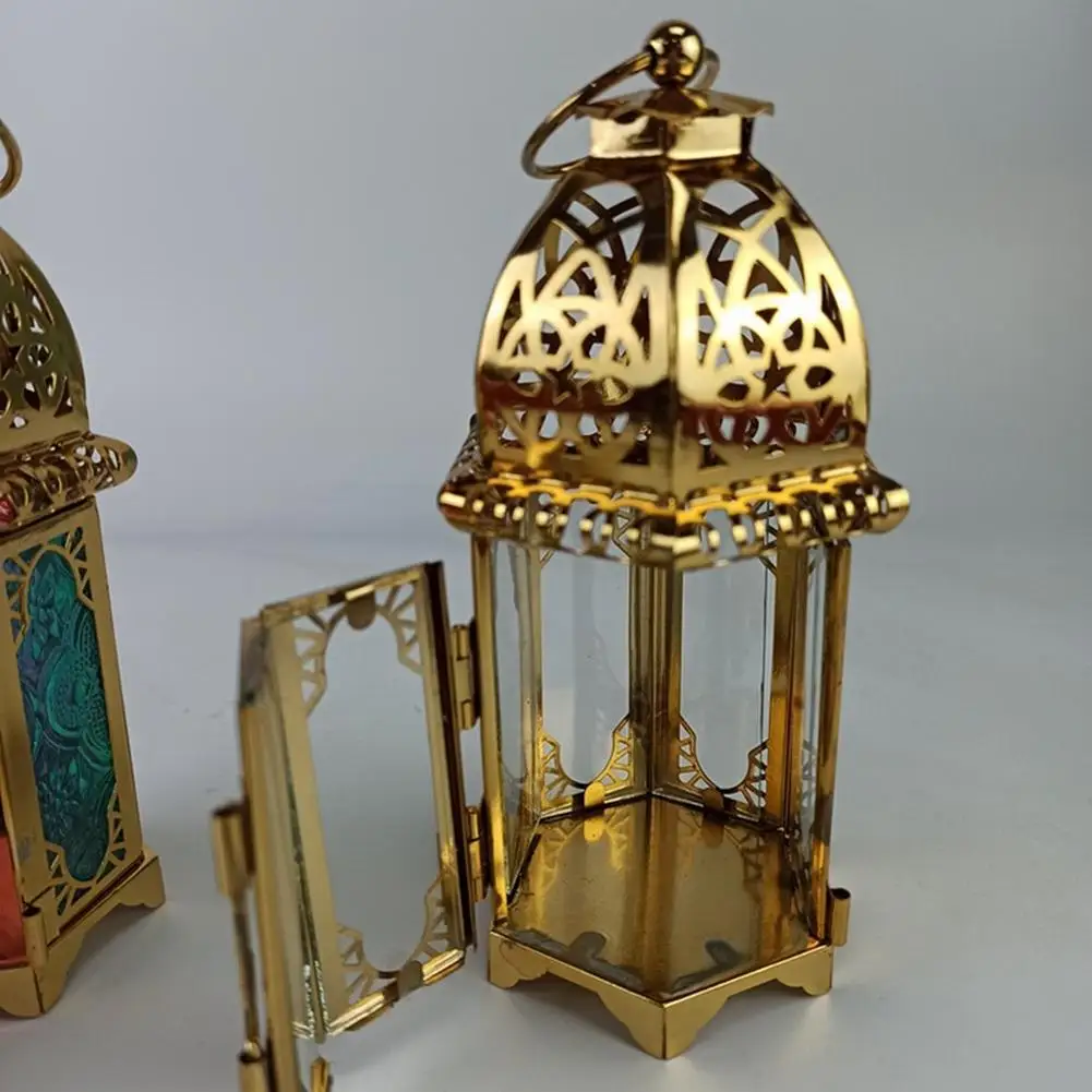 Description Picture 2 of item1pcs Romantic Candle Holder Tealight Holder Handicraft Ornaments Indain Moroccan Style Iron Tonal Large Tall Glass Lanterns