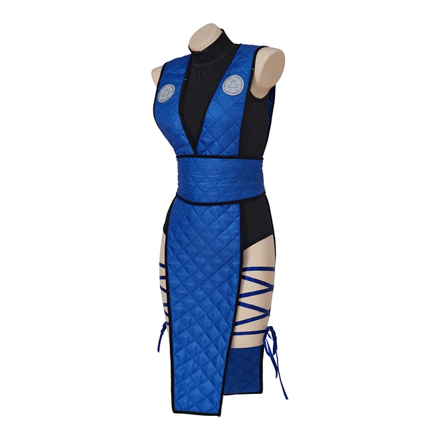 Jogo mortal kombat sub zero cosplay vestido sexy cheongsam ninja azul  lutador máscara traje de boxe terno bandagem vestido com meias - AliExpress