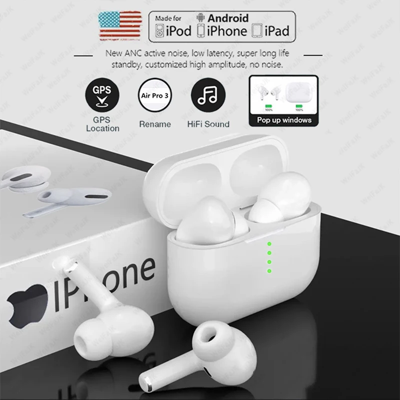 Оригинальный Apple AirPods Pro 3 наушники-вкладыши TWS Bluetooth 5 0 наушники беспроводные Earpods