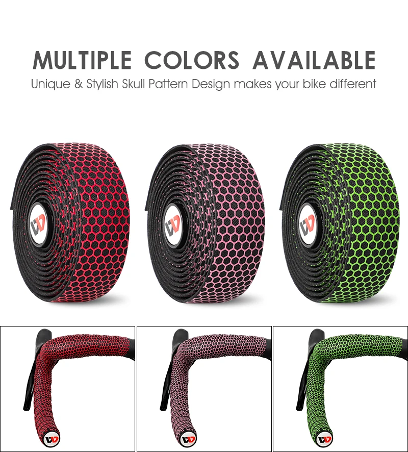 Description Picture 3 of itemWEST BIKING Professional Bicycle Handlebar Tape Anti-slip Shock Absorption Road Bike Handle Bar Tape With Plugs Bike Accessories