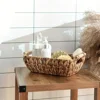 Enchanting hand woven wicker basket with wooden handle - water hyacinth for bathroom storage, home organization and decoration 6