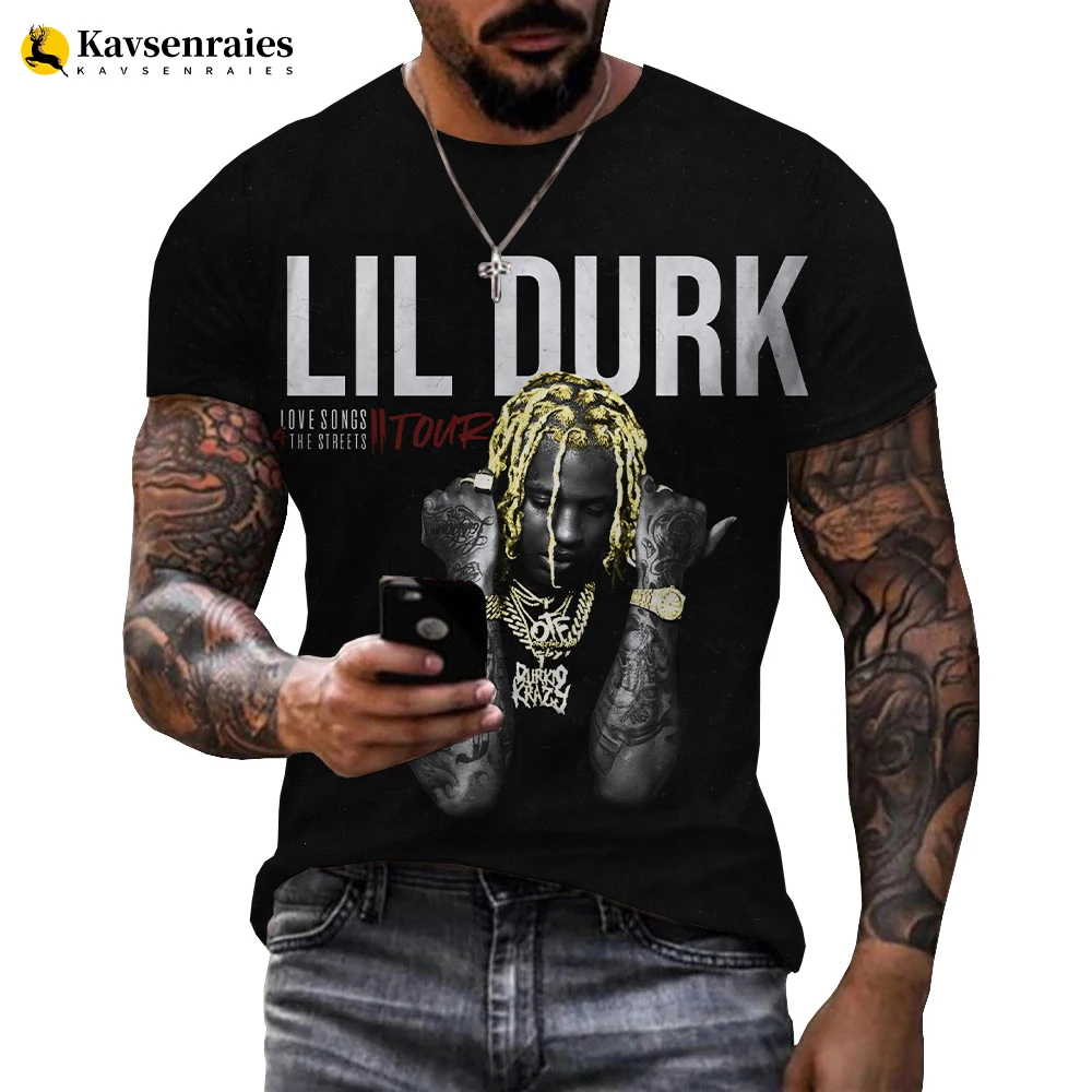 

New Rapper Lil Durk Printed 3D T-shirt Men Women Summer Fashion Casual Short Sleeve Hip Hop Singer Harajuku Streetwear Tops 6XL