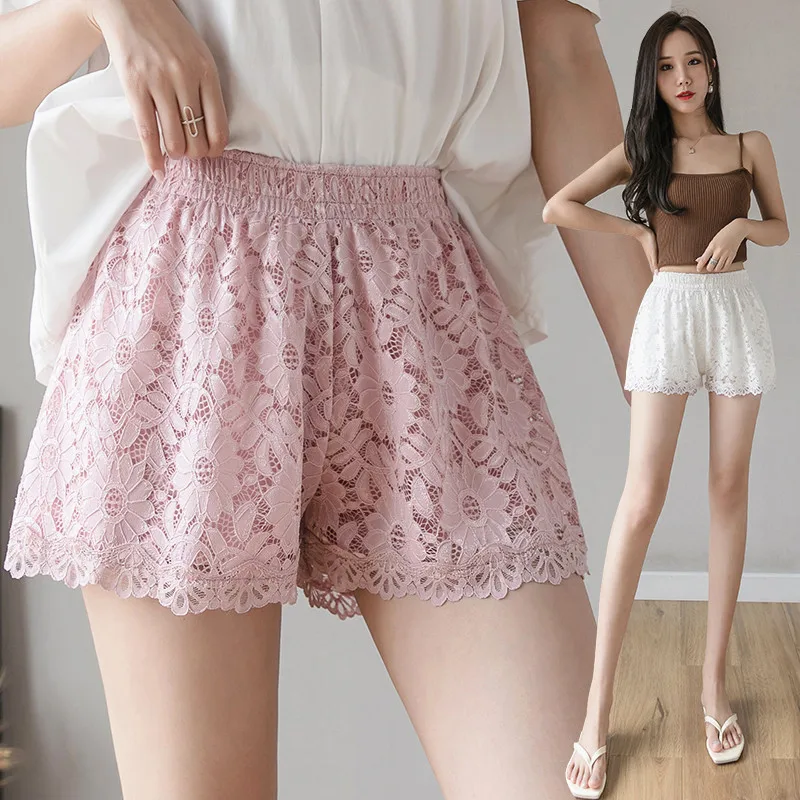 Plus Size Safety Shorts for Women Lace Thin Ice Silk Anti Chafing Female  Underwear Shorts Skirt