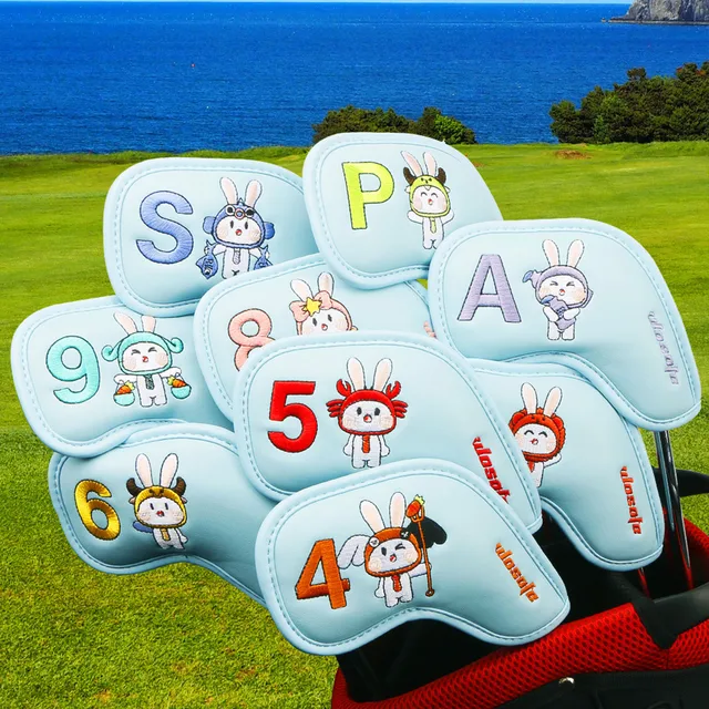 Golf Head Covers Embroidery Bunny Golf Driver Headcover With Numbers 9pcs Golf Accessories Golf Iron Cover Set 4 5 6 7 8 9 S A P