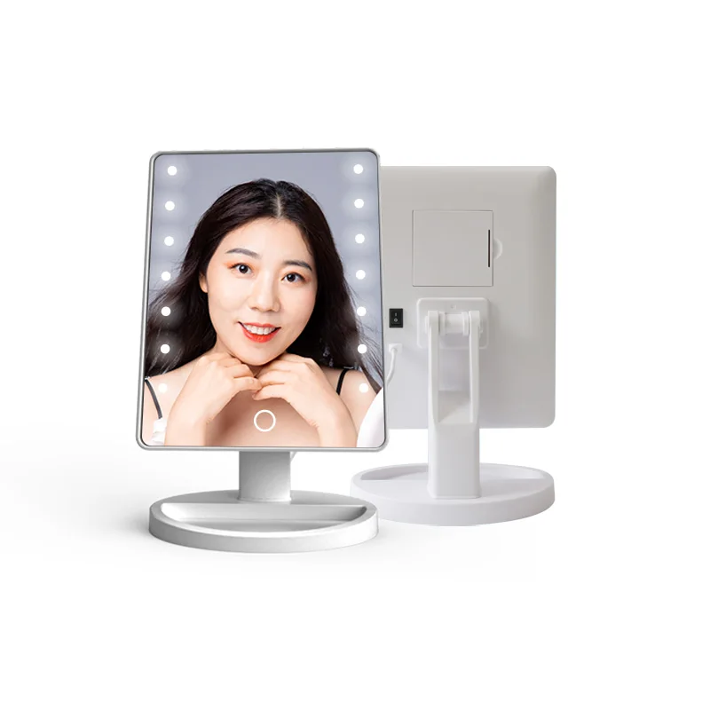Missmeeca 테이블 LED 거울, 180 도 조명 메이크업 거울, 밝기 조절 가능, 메이크업 면도 드레싱